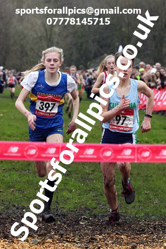 Junior girls, 2020 New Balance English Schools Champs., Sefton Park, Liverpool. Photo: David T. Hewitson/Sports for All Pics